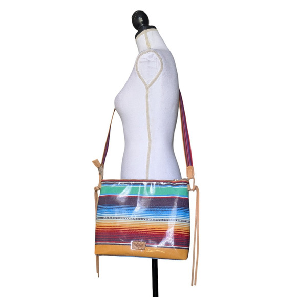 Consuela Downtown Crossbody Bag in Deanna Canvas Stripe Multicolor Yellow Blue - Picture 2 of 16